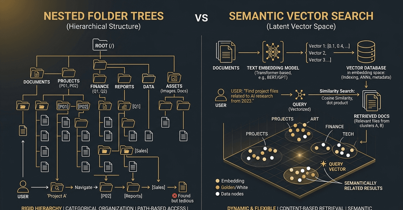Vector search diagram showing semantic search architecture
